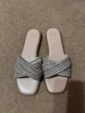 a new day Blush Slide Sandals with Sparkling Crossband